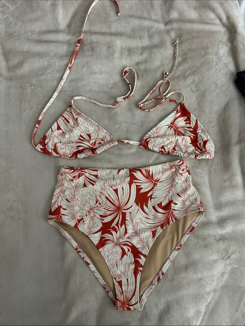 Old Navy Red and White Floral High-Waist Bikini